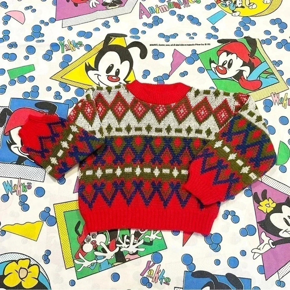 Vintage Colorful Knit Crewneck Patterned Sweater Size 12-18M - Picture 5 of 7